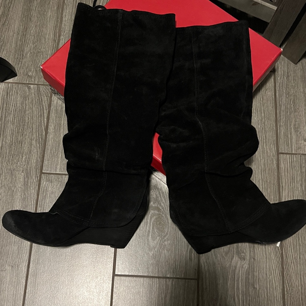 Naughty monkey Black Suede Knee-High Boots - Picture 3 of 4